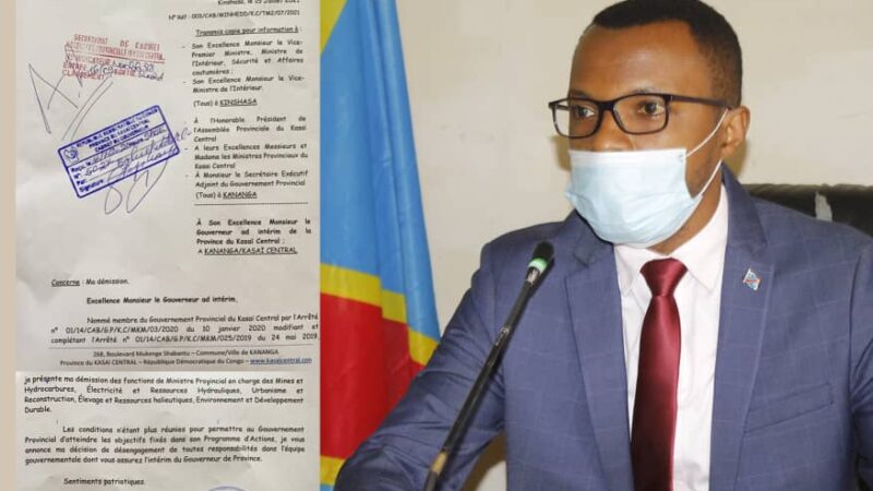 RDC-Kasaï central : un ministre provincial démissionne de ses fonctions
