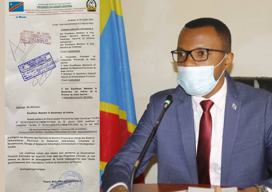 RDC-Kasaï central : un ministre provincial démissionne de ses fonctions