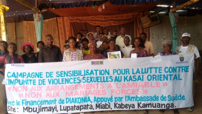 Kasaï oriental : l’ONGD DFDIH sensibilise la population sur le projet de lutte contre l’impunité des violences sexuelles